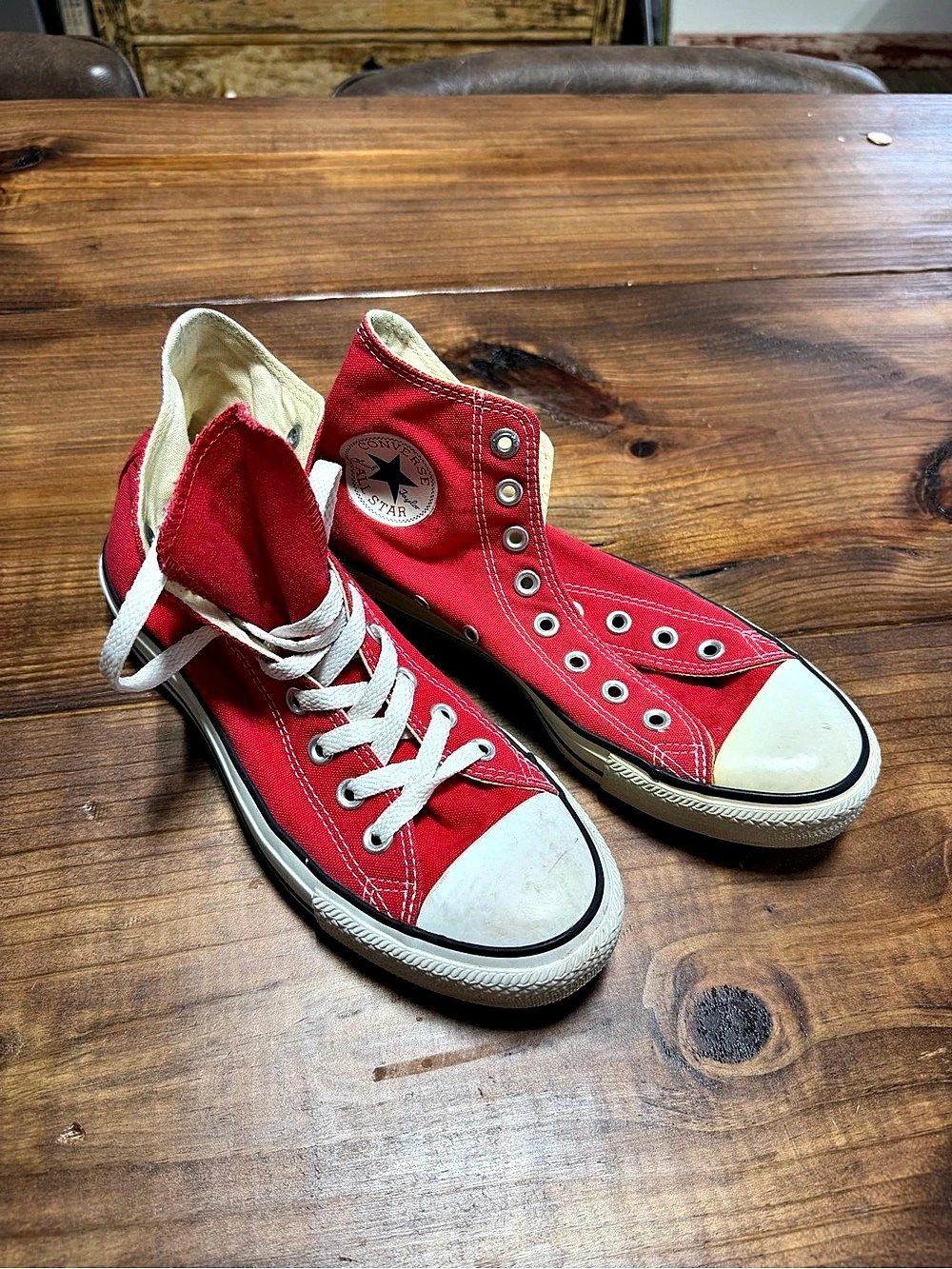 Converse Chuck Taylor All Star High Top Sneakers in Red & White
